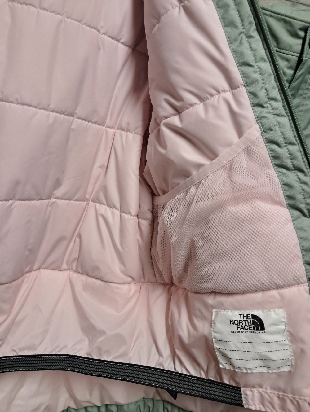 The North Face Kids' Mint Green Raincoat with Pink Lining - Picture 8 of 15
